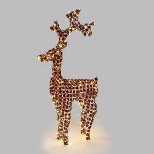 LED Rentier 3 D 120 cm braune Acryl Crystal Pailletten 250 warmweisse LED Weihnachtsfigur für Aussen