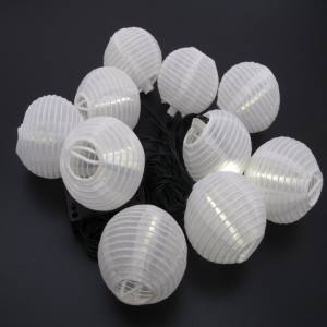 LED Solar Lichterkette 10 weisse Lampions weiße LED Aussenlicht