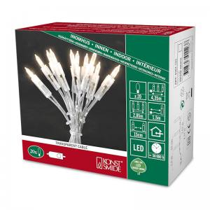 Konstsmide 6301-123 LED Mini Lichterkette 20 warmweisse LED Retro Design klares Kabel mit Schalter