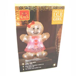 LED Acryl Lebkuchen Frau 3D Figur 30 cm Aussenfigur Batteriefach mit Timer