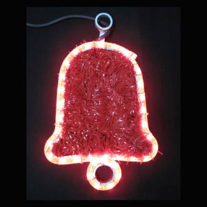 LED Weihnachten Lichtmotiv Glocke ca. 23x31 cm Lichtschlauch 230 Volt mit roter Dekomatte