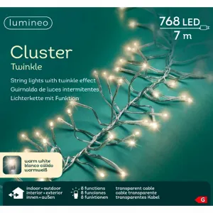 Luimineo 494734 LED Twinkle Cluster Gruppenlichterkette 768 warmweisse LED 7 M - Aussenlichterkette Lichteffekte Controller