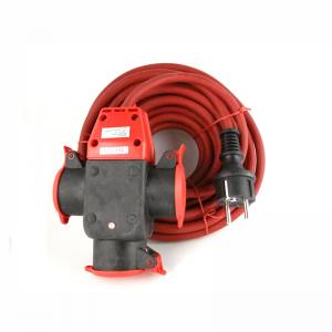 REV 006716 Verlängerungskabel 10 Meter Rot 3er Steckdose H07RN-F 3G1,5 mm² IP 44