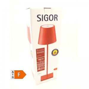 SIGOR NUINDIE Rund Rot 38 cm LED Akku Tischleuchte IP 54 180lm 2200K+2700K dimmbar